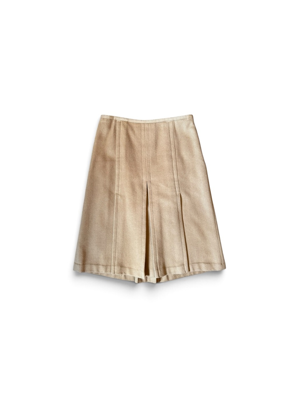 Ann Taylor Beige Box Pleat Skirt Size 8 Knee Length Neutral Preppy Minimalist